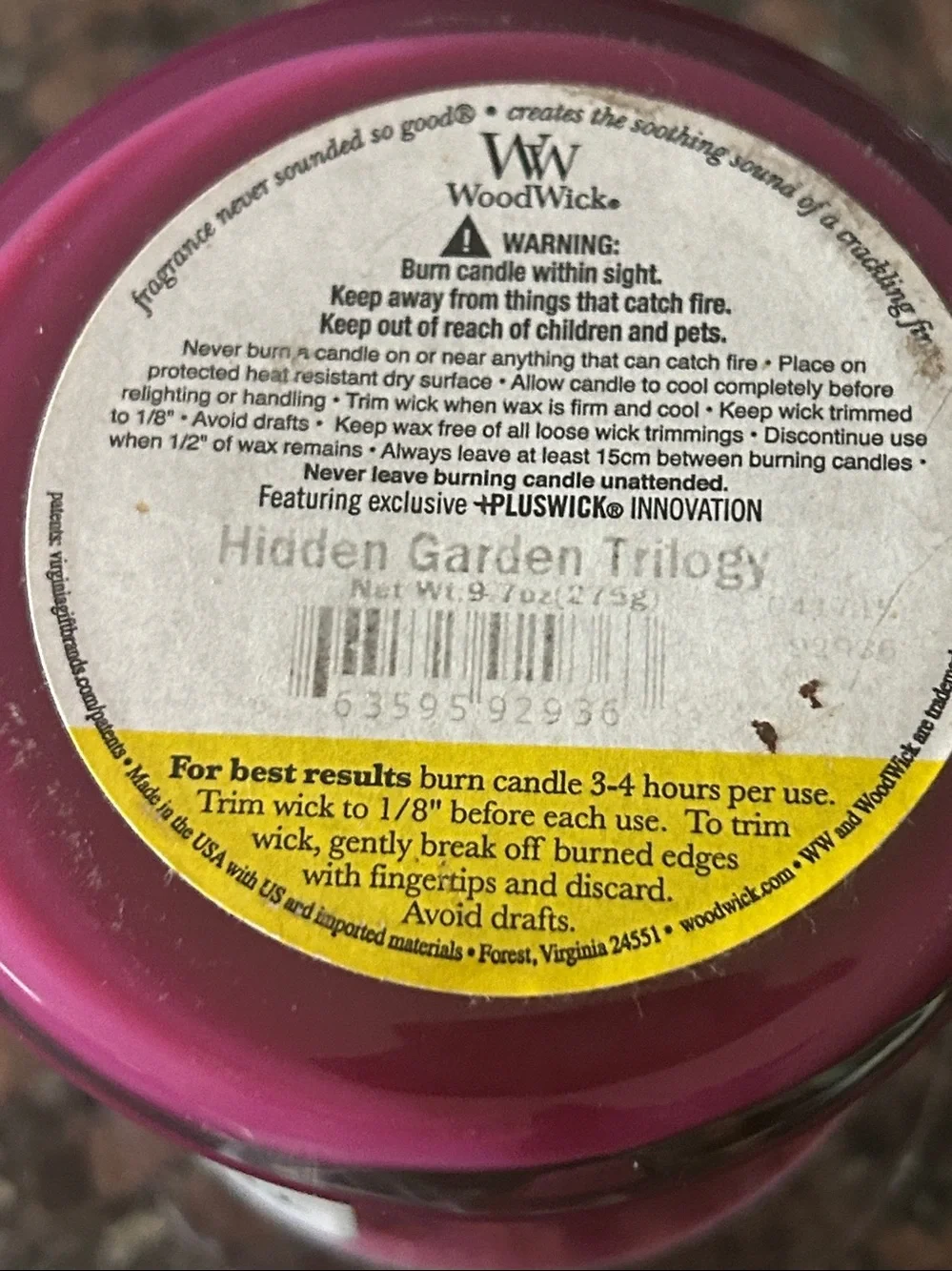 WW TRILOGY Ruby Sunset Floral Candle Pink Lilac & Lilly Hidden Garden Trilogy